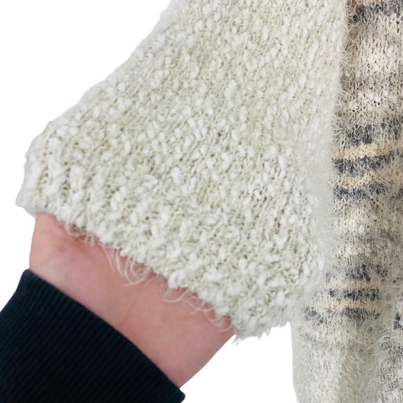 Lane Bryant Chunky Eyelash Knit 3/4 Sleeve Patterned Stripe Cardigan Size 26/28w - Picture 3 of 7